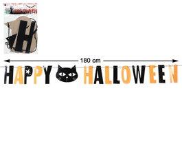 Guirlande Happy Halloween avec Chat Noir 180cm