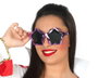 Gafas Estrellas Rock - Lunettes de soleil de fête étoilées finition métallisée violette pour un look rock glamour