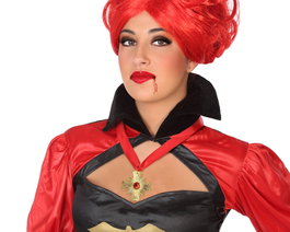 Atosa Collier de croix dorée avec ruban rouge 42 cm