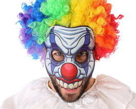 Atosa Masque de Clown Téméraire avec Dents Acérées et Cheveux Multicolores