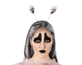Atosa Diadema Halloween Calaveras Blancas avec crânes sur ressorts