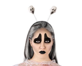 Diadema - Diadème Halloween crânes blancs décoratif pour déguisement, fantôme ou squelette - Accessoire fête et costume