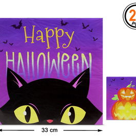 Serviettes de table Halloween motifs festifs 33 x 33 cm Lot de 20 unités Violet