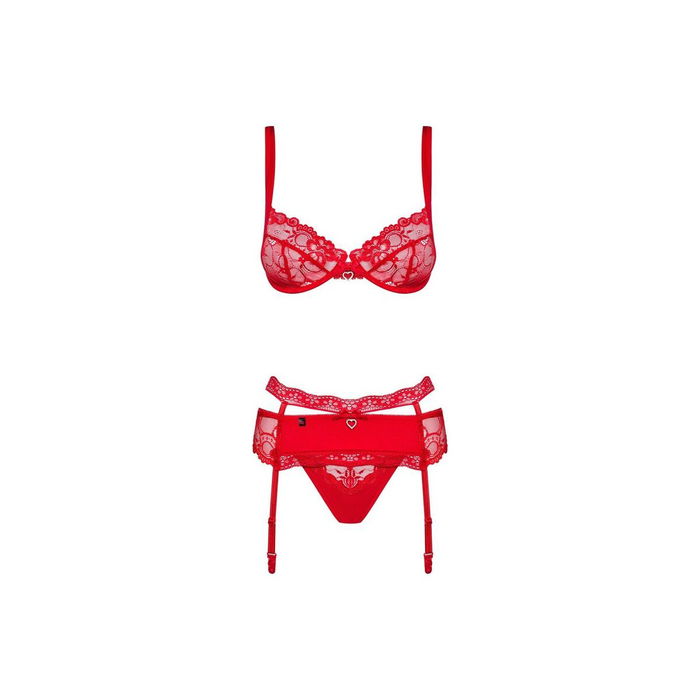Ensemble de Lingerie en Dentelle Obsessive Heartina Rouge S/M