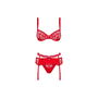 Ensemble de Lingerie en Dentelle Obsessive Heartina Rouge S/M