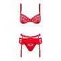 Ensemble de Lingerie en Dentelle Obsessive Heartina Rouge S/M