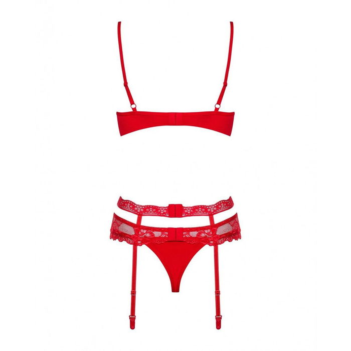 Ensemble de Lingerie en Dentelle Obsessive Heartina Rouge S/M
