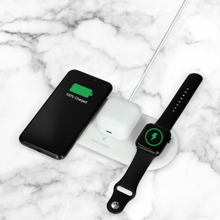Chargeur sans fil KSIX Apple-compatible Blanc Chargeur sans fil KSIX Apple-compatible Blanc