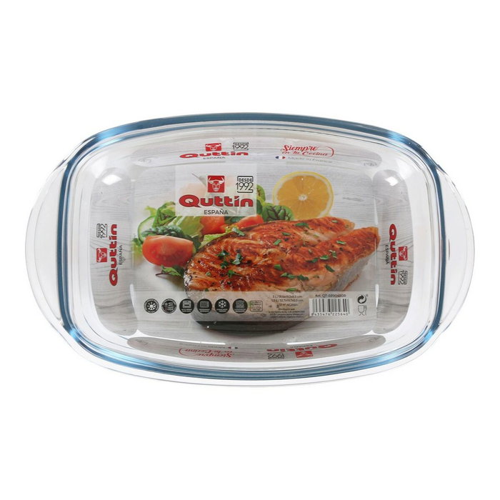 Quttin Casserole avec Couvercle 63096 en Verre Rectangulaire Quttin Casserole avec Couvercle 63096 en Verre Rectangulaire