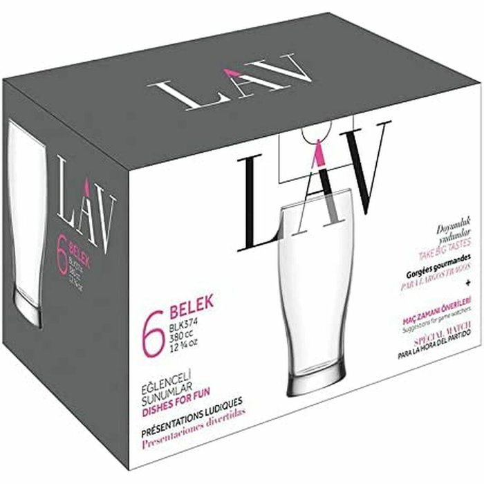 LAV Verre à bière Belek Transparent 6 Unités (375 ml)