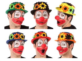 Atosa - Chapeau de clown en feutre avec fleurs 23 x 9 cm - Modèles assortis