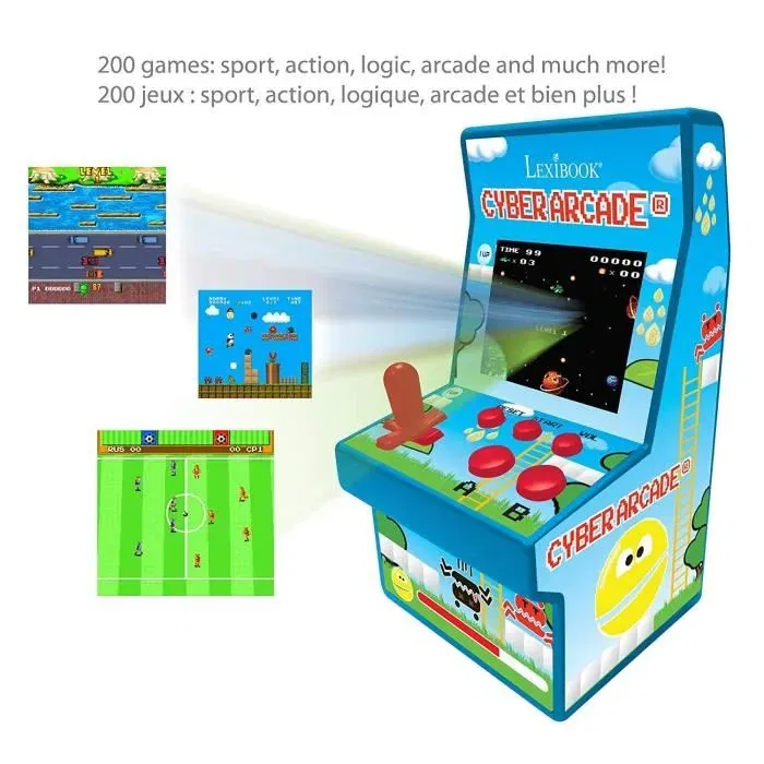 Lexibook Cyber Arcade - Console portable avec écran couleur LCD 2.8" (7.1 cm) intégrant 200 jeux classiques (sport, action, logique, arcade) Lexibook Cyber Arcade - Console portable avec écran couleur LCD 2.8" (7.1 cm) intégrant 200 jeux classiques (sport, action, logique, arcade)