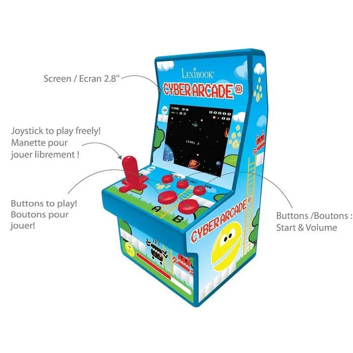 Lexibook Cyber Arcade - Console portable avec écran couleur LCD 2.8" (7.1 cm) intégrant 200 jeux classiques (sport, action, logique, arcade) Lexibook Cyber Arcade - Console portable avec écran couleur LCD 2.8" (7.1 cm) intégrant 200 jeux classiques (sport, action, logique, arcade)