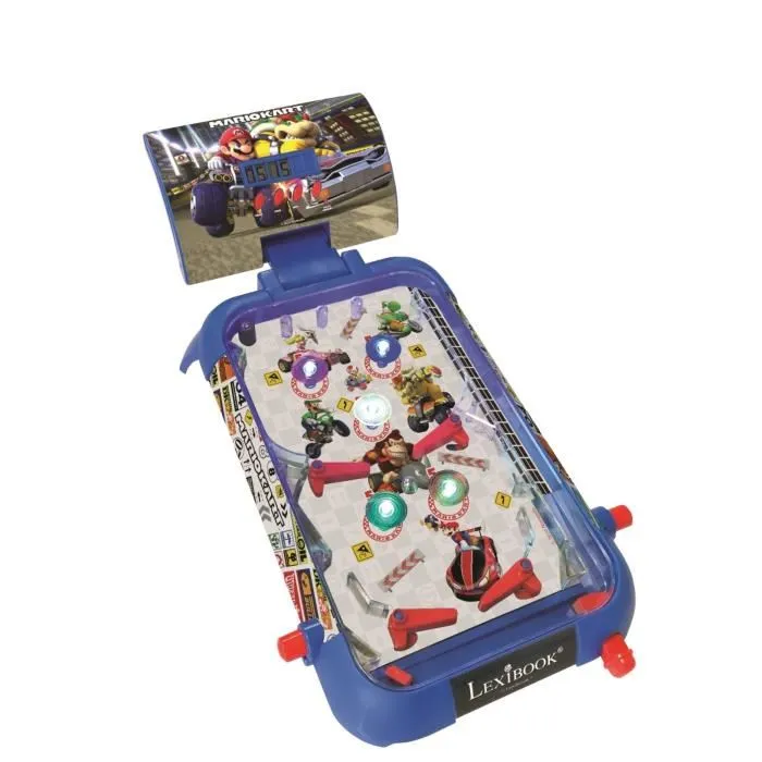Lexibook - Flipper électronique Mario Kart avec écran LCD, effets lumineux et sonores - Développe les réflexes - Jeu de table familial - à partir de 5 ans