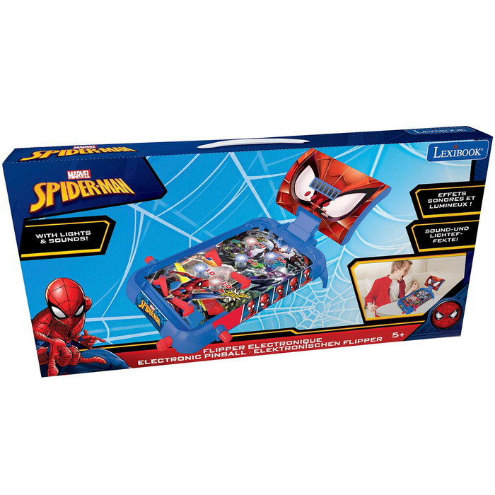 Lexibook Table de Pinball Électronique avec Licence Spider-Man Jg610Sp - Sons, Lumières, Affichage Digital, Jouet Enfant +5 Ans