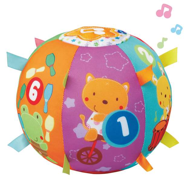 Vtech - Balle musicale pour bébé avec textures variées, 15 mélodies, 5 chansons, 18 cm - Jouet d'éveil espagnol - Fonctionne avec piles AAA (incluses)