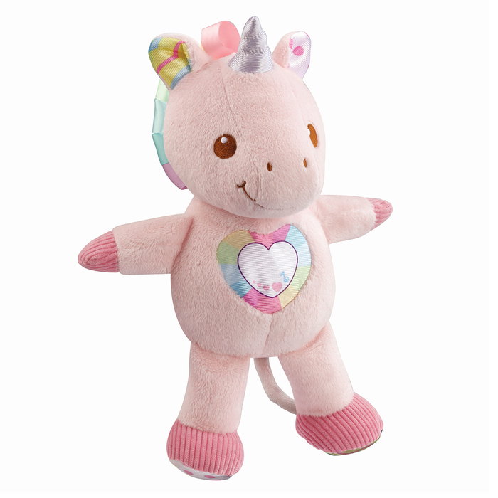 VTech Peluche éducative Unicornio Cantarin 80-528122 avec lumières, musique, couleurs et apprentissage des émotions - Version espagnole
