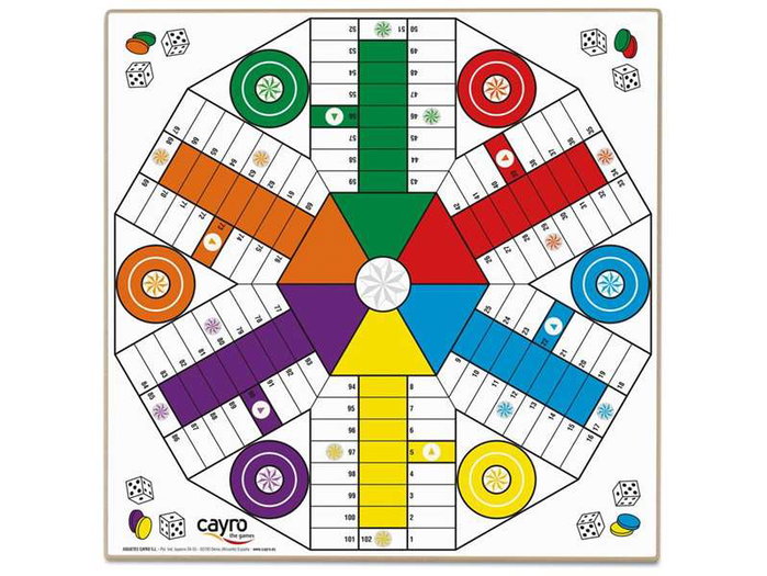 Cayro Tablero Parchis - Plateau de jeu en bois pour 4 et 6 joueurs - 40 x 40 cm - Sans accessoires