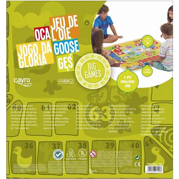 Cayro - Jeu de l'Oie Géant au Sol 100x100 cm - Jeu de Société en Plastique - Multilingue (Espagnol, Anglais, Français, Italien, Portugais, Allemand) Cayro - Jeu de l'Oie Géant au Sol 100x100 cm - Jeu de Société en Plastique - Multilingue (Espagnol, Anglais, Français, Italien, Portugais, Allemand)