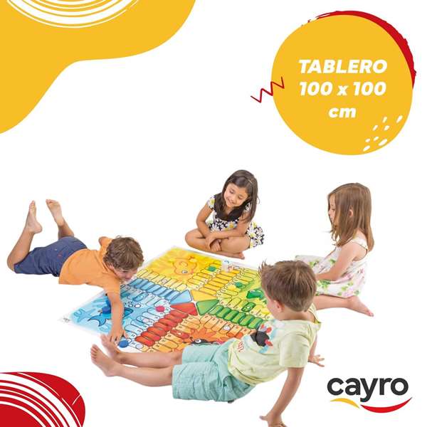 Cayro Jeu de parchís géant pour le sol 100x100 cm - Jeu de société en plastique pour enfants à partir de videolate 3 ans