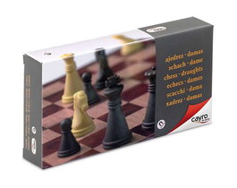 Cayro - Jeu d'échecs et de dames magnétique 16x16 cm, plateau double face, 2 jeux de société en 1, en plastique