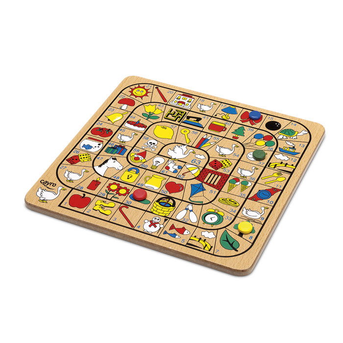Cayro Jeu de Parchís et de l'Oie en bois avec boîte métallique