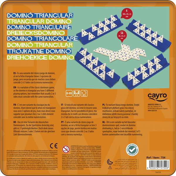 Cayro Jeu de Domino Triangulaire en boîte métallique Cayro Jeu de Domino Triangulaire en boîte métallique