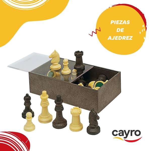 Cayro - Jeu d'échecs complet avec pièces et boîte de rangement en plastique (19 x 10 x 6 cm)