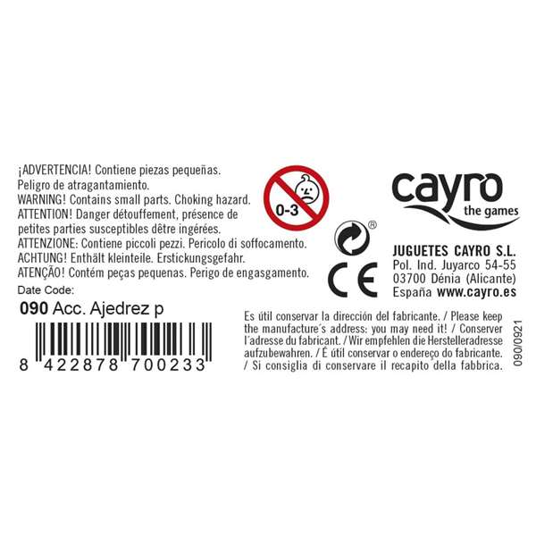Cayro - Jeu d'échecs complet avec pièces et boîte de rangement en plastique (19 x 10 x 6 cm)