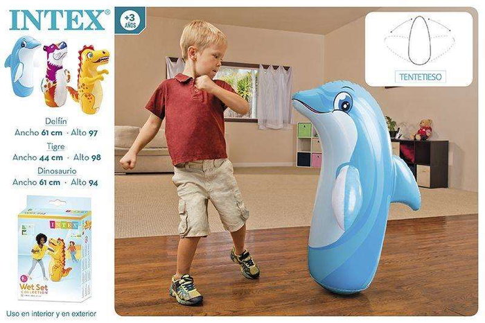 Figura hinchable tentetieso 98x44 cm (delfín, tigre o dinosaurio) - modelos surtidos