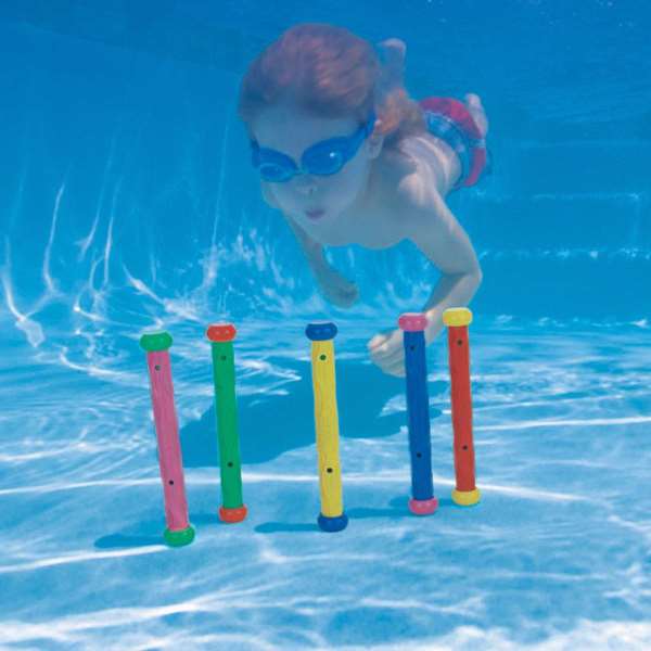 Intex Fun Sticks Jeux Aquatiques pour Enfants, Lot de 5 Bâtons en PVC, Âge Minimum 3 Ans
