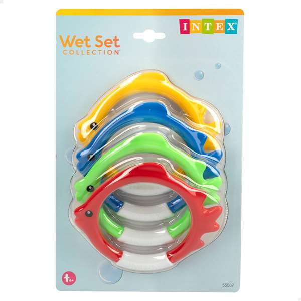 Intex - Jeu aquatique Fun Poissons et Anneaux (4 pièces en blister), jouet pour enfant +36 mois en ABS/PVC