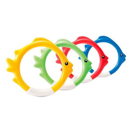 Intex - Jeu aquatique Fun Poissons et Anneaux (4 pièces en blister), jouet pour enfant +36 mois en ABS/PVC