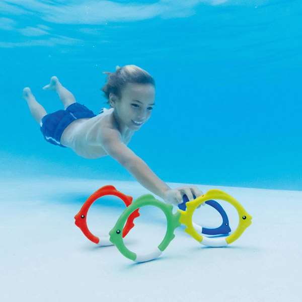 Intex - Jeu aquatique Fun Poissons et Anneaux (4 pièces en blister), jouet pour enfant +36 mois en ABS/PVC