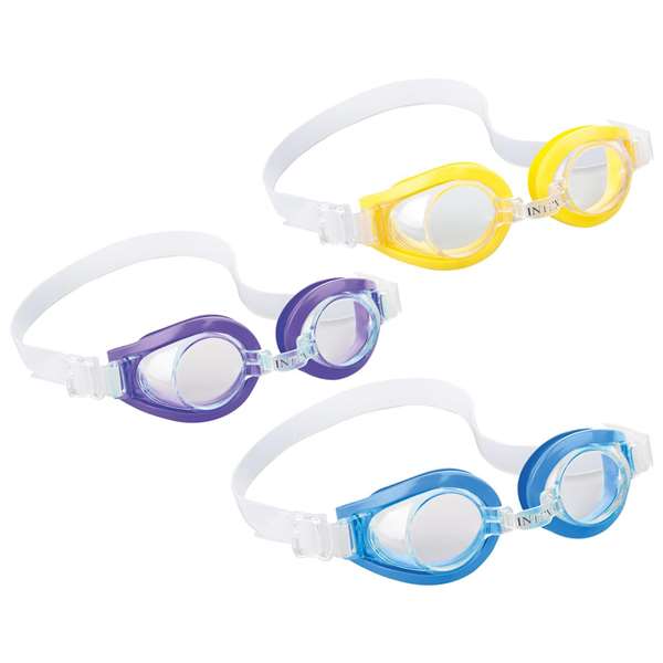 Intex Lunettes de natation pour enfant Play Goggles - Âge 3 à 8 ans - Modèles assortis (PVC, PC, caoutchouc)