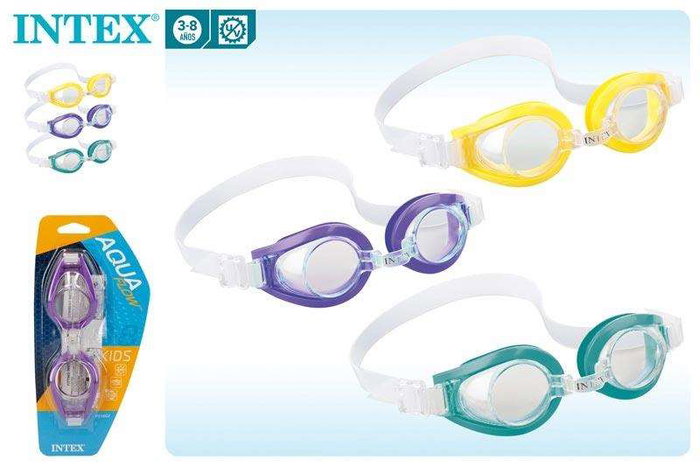 Intex Lunettes de natation pour enfant Play Goggles - Âge 3 à 8 ans - Modèles assortis (PVC, PC, caoutchouc)