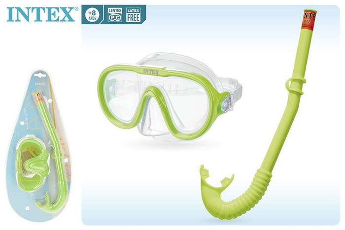 Intex Adventurer - Masque et tuba de plongée pour enfants et adultes (âge recommandé 8 ans et +, PVC)