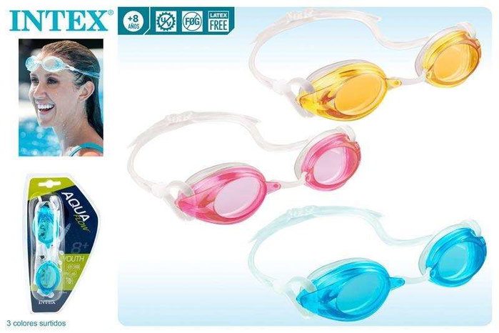 Intex - Lunettes de natation Sport Relay Goggles pour enfants et adolescents, âge recommandé +8 ans, couleurs assorties (rose, bleu, noir) Intex - Lunettes de natation Sport Relay Goggles pour enfants et adolescents, âge recommandé +8 ans, couleurs assorties (rose, bleu, noir)
