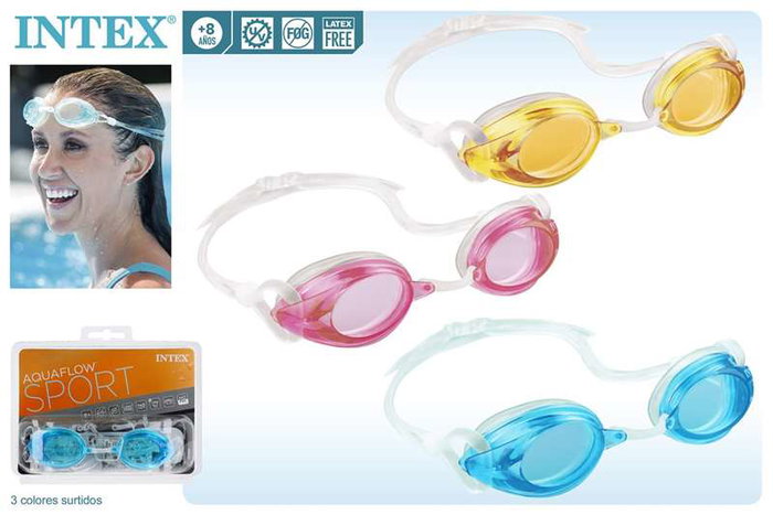 Intex - Lunettes de natation Sport Relay Goggles pour enfants et adolescents, âge recommandé +8 ans, couleurs assorties (rose, bleu, noir) Intex - Lunettes de natation Sport Relay Goggles pour enfants et adolescents, âge recommandé +8 ans, couleurs assorties (rose, bleu, noir)