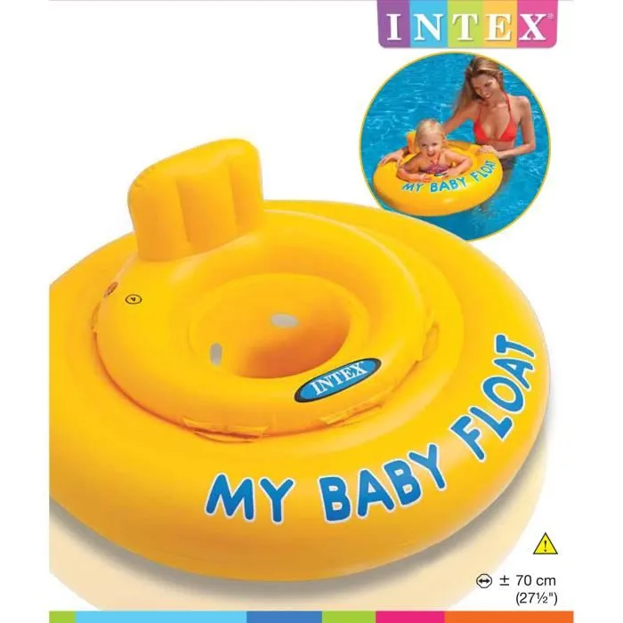 Intex - Bouée Culotte Baby Float Gonflable pour Bébé à Partir de 6 Mois - Jaune - 70 cm avec Siège et Coussin pour la Tête Intex - Bouée Culotte Baby Float Gonflable pour Bébé à Partir de 6 Mois - Jaune - 70 cm avec Siège et Coussin pour la Tête