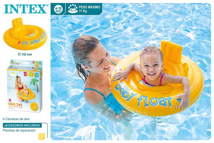 Intex - Bouée Culotte Baby Float Gonflable pour Bébé à Partir de 6 Mois - Jaune - 70 cm avec Siège et Coussin pour la Tête Intex - Bouée Culotte Baby Float Gonflable pour Bébé à Partir de 6 Mois - Jaune - 70 cm avec Siège et Coussin pour la Tête