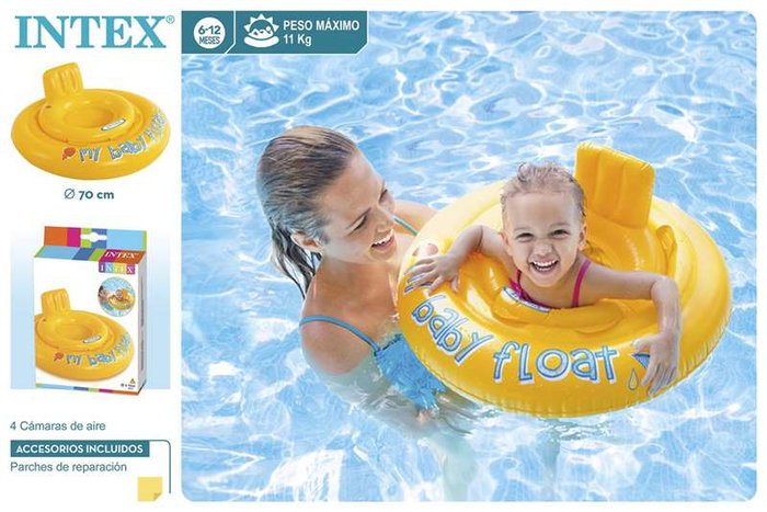 Intex - Bouée Culotte Baby Float Gonflable pour Bébé à Partir de 6 Mois - Jaune - 70 cm avec Siège et Coussin pour la Tête Intex - Bouée Culotte Baby Float Gonflable pour Bébé à Partir de 6 Mois - Jaune - 70 cm avec Siège et Coussin pour la Tête