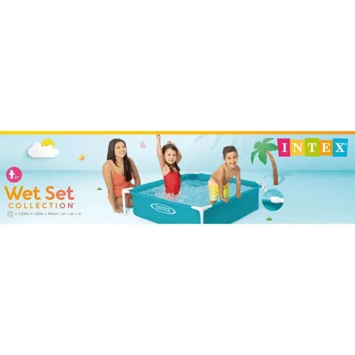Intex Piscine tubulaire carrée pour enfants - 1,22 x 1,22 x 0,30 m - PVC et acier - Capacité 0,34 m³ - Montage rapide