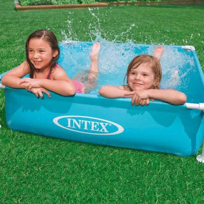 Intex Piscine tubulaire carrée pour enfants - 1,22 x 1,22 x 0,30 m - PVC et acier - Capacité 0,34 m³ - Montage rapide