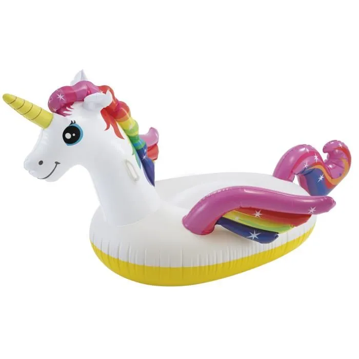 Intex - Bouée gonflable Licorne Magique à chevaucher, 201 x 140 x 97 cm, 2 poignées, pour adultes et enfants à partir de 3 ans