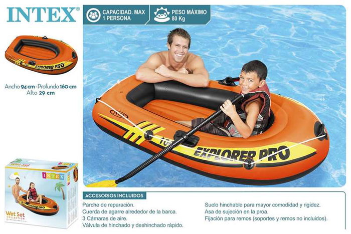 Intex Explorer Pro 100 - Bateau pneumatique pour enfants 160 x 94 x 29 cm, 1 personne, PVC, à partir de 6 ans Intex Explorer Pro 100 - Bateau pneumatique pour enfants 160 x 94 x 29 cm, 1 personne, PVC, à partir de 6 ans