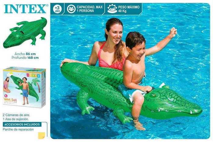 Intex - Figurine gonflable crocodile 168 * 86 cm - PVC - Pour enfants de plus de 3 ans