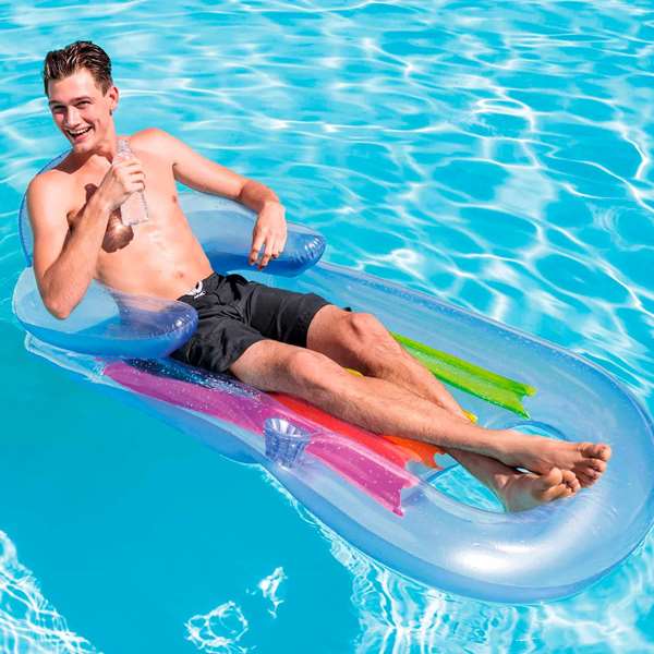 Intex - Matelas de siège géant gonflable avec repose-verres 160 x 85 cm - Modèles assortis - PVC