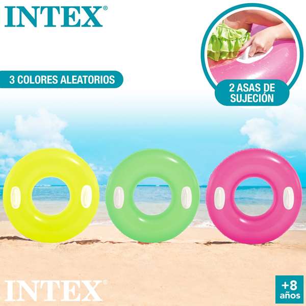 Intex Bouée roue Neon 76 cm avec poignées pour enfants (+8 ans) - Modèles assortis en PVC Intex Bouée roue Neon 76 cm avec poignées pour enfants (+8 ans) - Modèles assortis en PVC