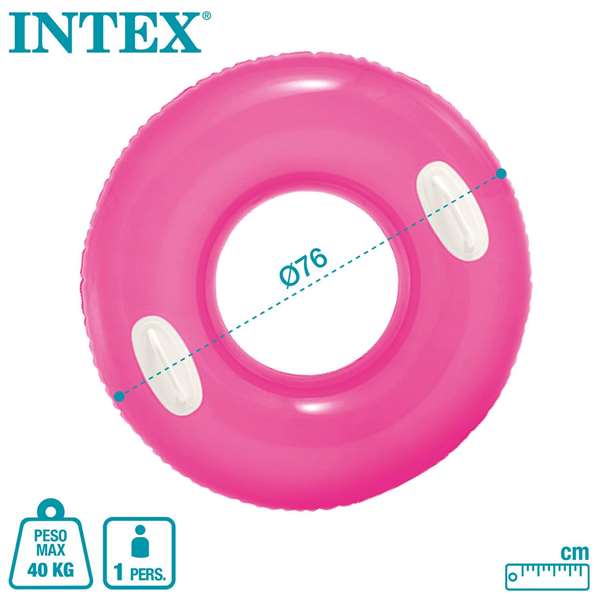 Intex Bouée roue Neon 76 cm avec poignées pour enfants (+8 ans) - Modèles assortis en PVC Intex Bouée roue Neon 76 cm avec poignées pour enfants (+8 ans) - Modèles assortis en PVC